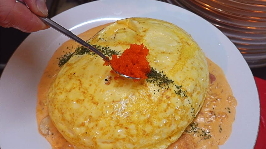 수플레오믈렛 Souffle Omelet Cream Risotto, Super Fluffy Omelette - Korean Street Food