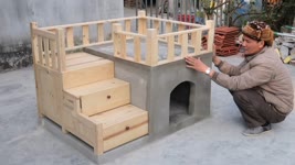 Techniques Build a Villa House For Your Dog With Brick And Wooden - DIY Dog House