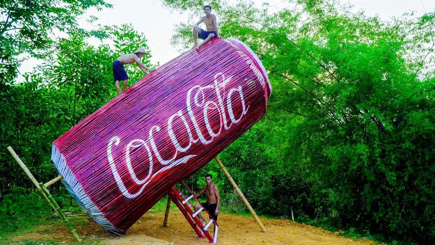 Build Secret House In Giant Coca-Cola Can To Avoid Wild Animals