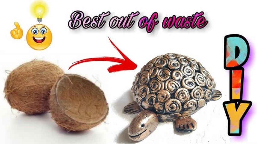 Tortoise Making with Coconut Shell | Best Out of Waste | DIY | TORTOISE MAKING