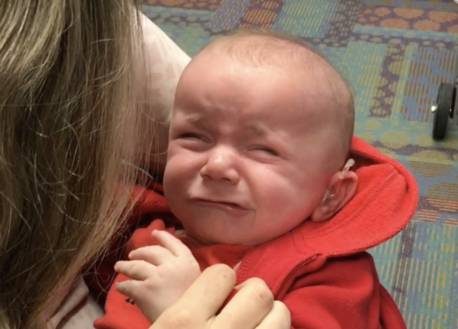 Babies hear for the first time