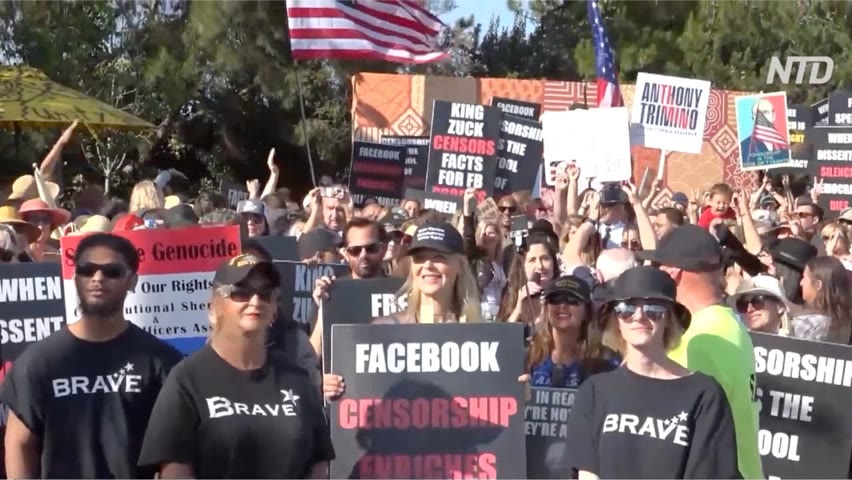 Manifestation contre la censure au siège de Facebook-Meta