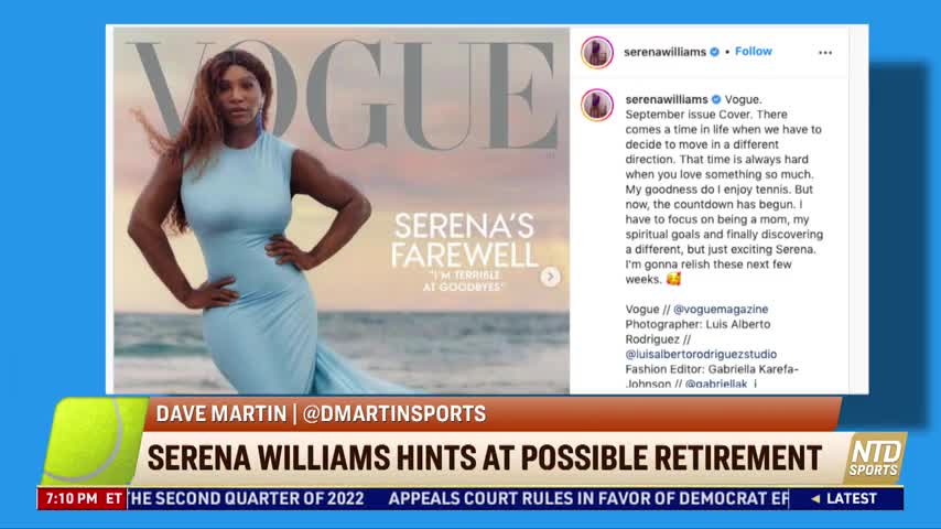 Serena Williams Hints at Possible Retirement in Vogue Essay