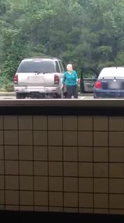 Grandma Shakes Groove Thang in Parking Lot