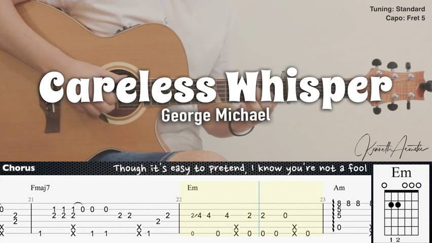 Careless Whisper - George Michael | Fingerstyle Guitar | TAB + Chords + Lyrics