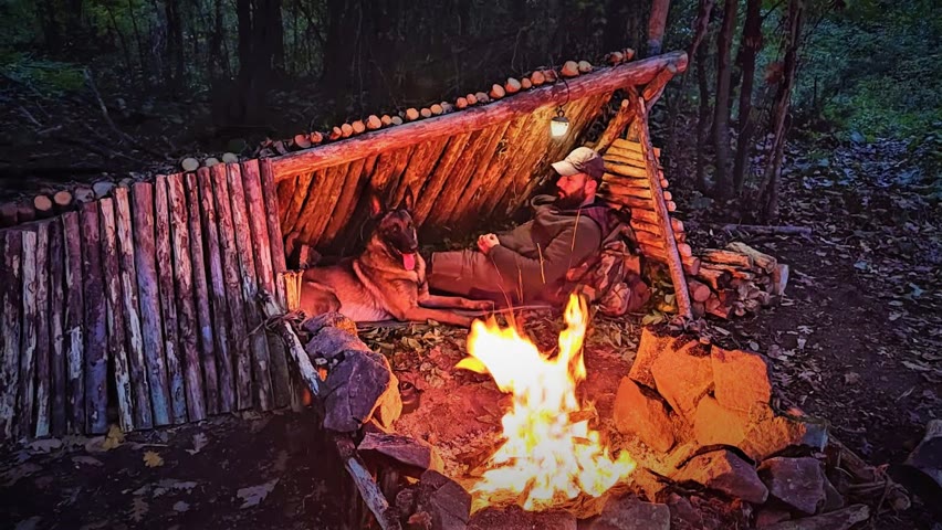 3 Days Bushcraft Shelter Camping: Processing Tinder, Survival Skills, Wild Forest Camp, DIY, ASMR