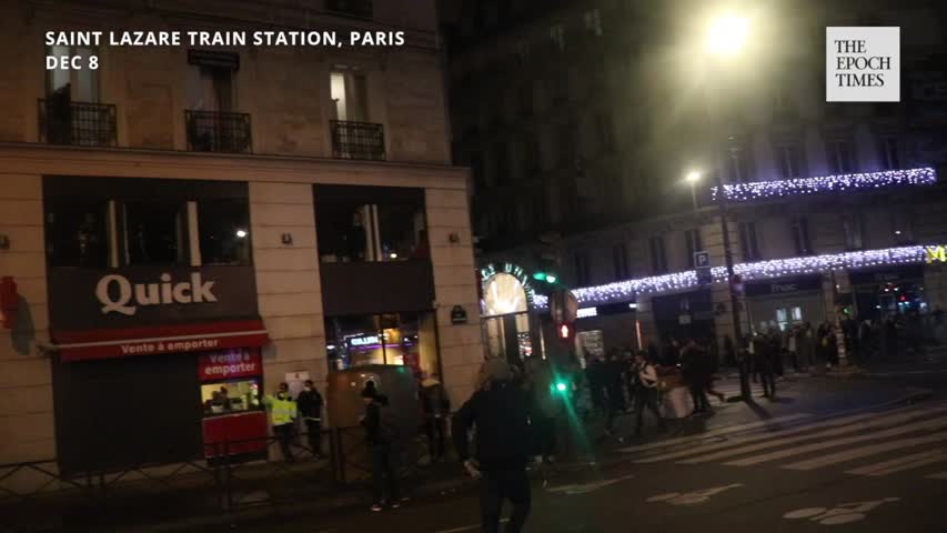Saint Lazare train station France protests Paris
