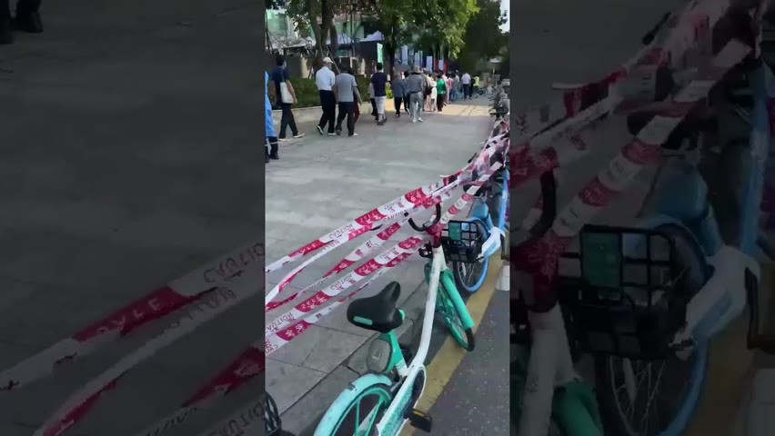 廣州疫情防控 共享單車做圍擋 #大紀元新聞網 #Shorts