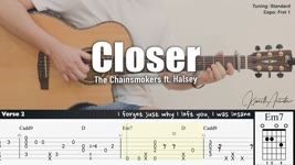 Closer - The Chainsmokers ft. Halsey | Fingerstyle Guitar | TAB + Chords + Lyrics