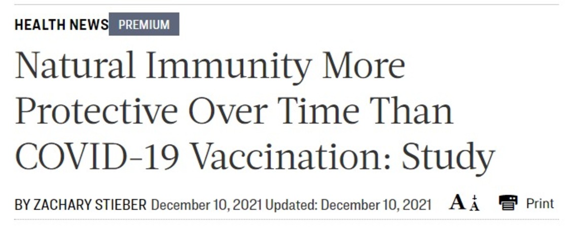 Natural Immunity More Protective Over Time Than COVID-19 Vaccination Study