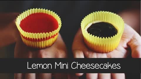 Lemon Mini Cheesecakes w/ Blueberry & Strawberry Sauce