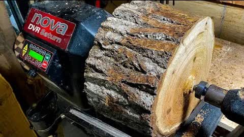 Woodturning - log ang electricity (fast edit)