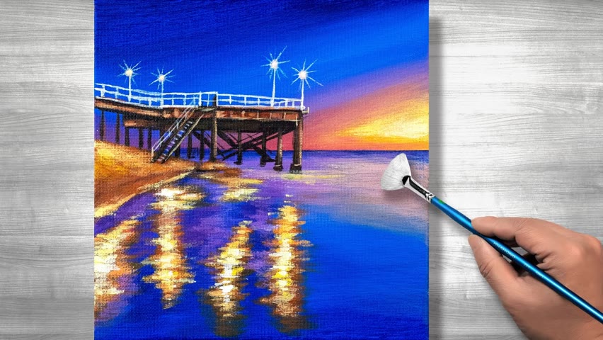Sunset seascape painting | Acrylic painting | step by step #270
