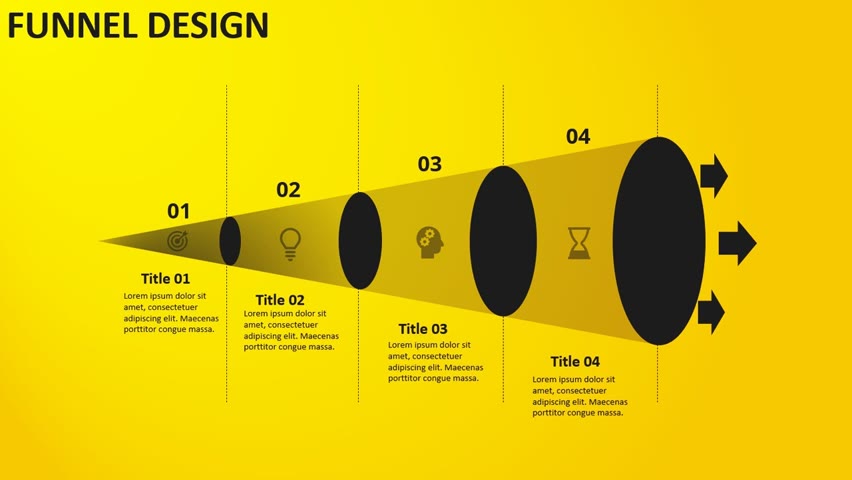 Funnel Design with 4 Steps infographic slide in PowerPoint