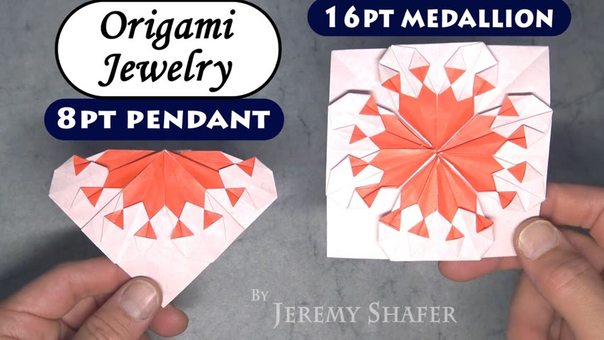 Origami Jewelry 16-Point Star Medallion 8-Point Pendant