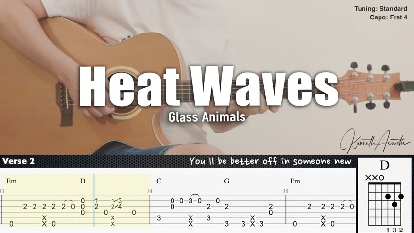 Heat Waves - Glass Animals | Fingerstyle Guitar | TAB + Chords + Lyrics