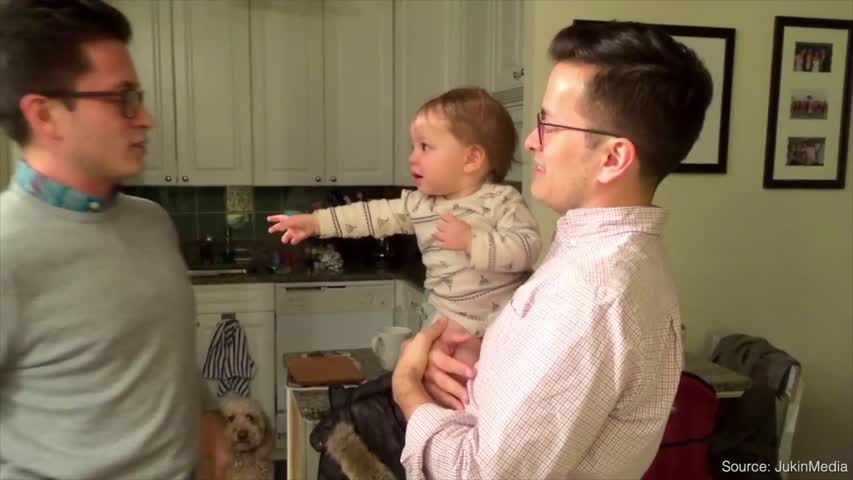 Baby Confused by Father and His Twin