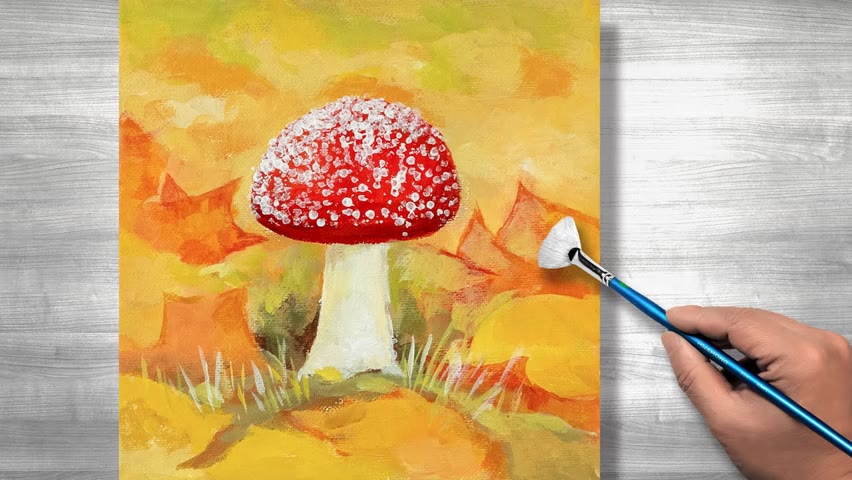 Acrylic painting time lapse | Red mushroom | tutorial | art #183
