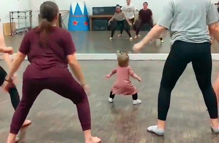 Toddler Leads a Dance Lesson Making Women Dancers Follow Her Moves