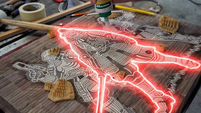 Samurai Star Wars cutting board. CNC inlay.