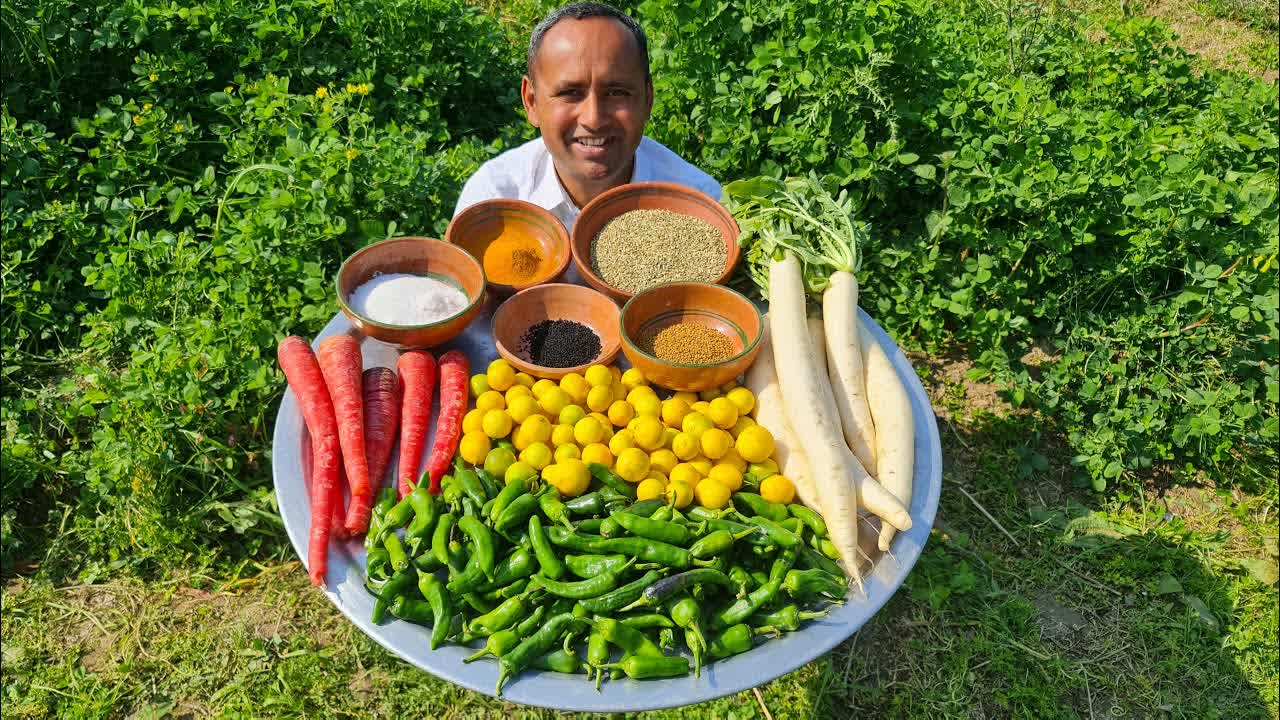 Hari Mirch Gajar Nimbu Aur Mooli ka Achar | Mix Pickle Recipe | Mubashir Saddique | Village Food