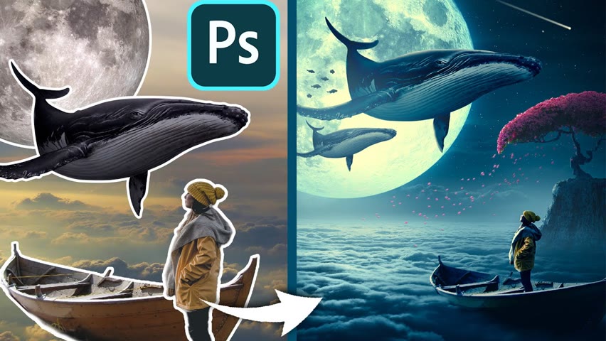 Whales Manipulation Tutorial Photoshop | Speed Art