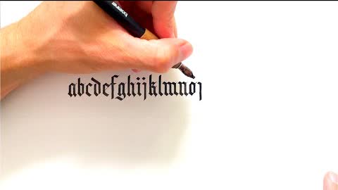 Textualis Quadrata Calligraphy Alphabet A-Z (Left-Handed)