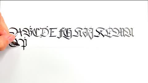 Textualis Quadrata Calligraphy Alphabet A-Z Capitals (Left-Handed)
