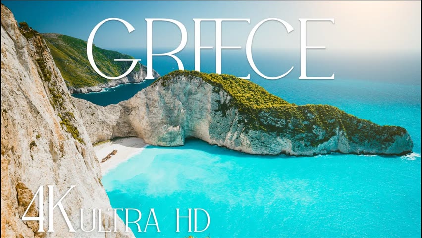 GREECE 4K • Beautiful Relaxing Piano Music & Nature soundscape • Relaxation film