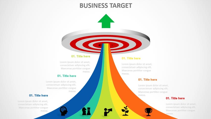 5 Step Target Diagram with arrow Slide in PowerPoint. Tutorial No. 933