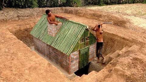 Build Most Awesome Underground Secret House Under  Water by Talented Bushmen #Part1