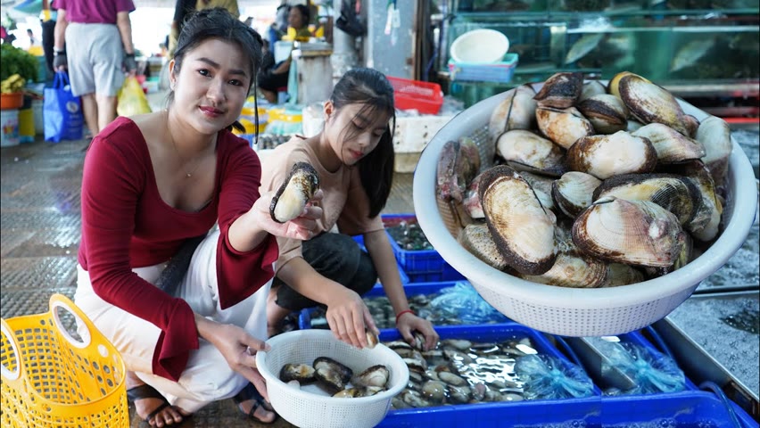 Market show, Have you ever cook clam shells before? / Yummy grilled clam shells recipe