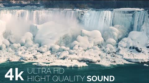 See Niagara Falls Covered in Ice - Beautiful nature | Stress relief, relax music, meditation music