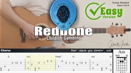 Redbone (Easy Version) - Childish Gambino | Fingerstyle Guitar | TAB + Chords + Lyrics