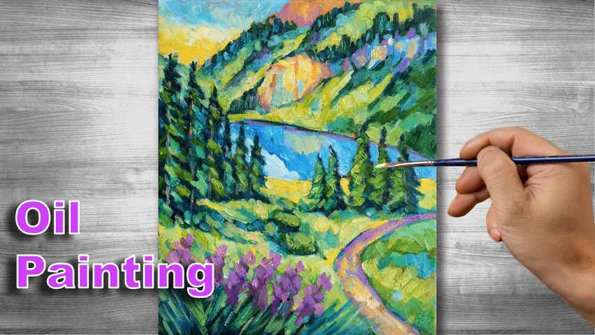 Valley scenery painting | Oil painting time lapse |#306