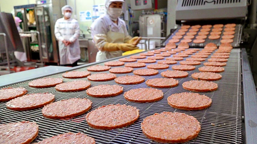 엄청납니다! 거대 햄버거 공장의 압도적 대량생산 현장! 햄버거 만드는 과정 Mass production! Hamburger making process