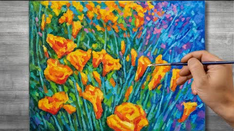 Impressionist painting | Flower field | oil painting | time lapses | #333