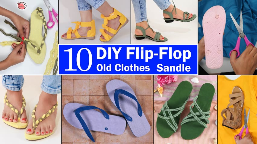 Old Sandal - New Flip-flop - Old clothes #girls #sandal #diy