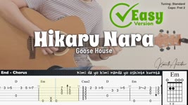 (FREE TAB) Hikaru Nara (Easy Version) - Goose House | Fingerstyle Guitar | TAB + Chords + Lyrics