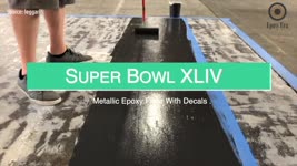 Super Bowl XLIV Metallic Epoxy Floor With Decals