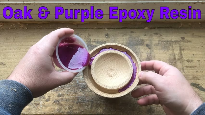 Wood turning - Oak Bowl with Purple Inlay