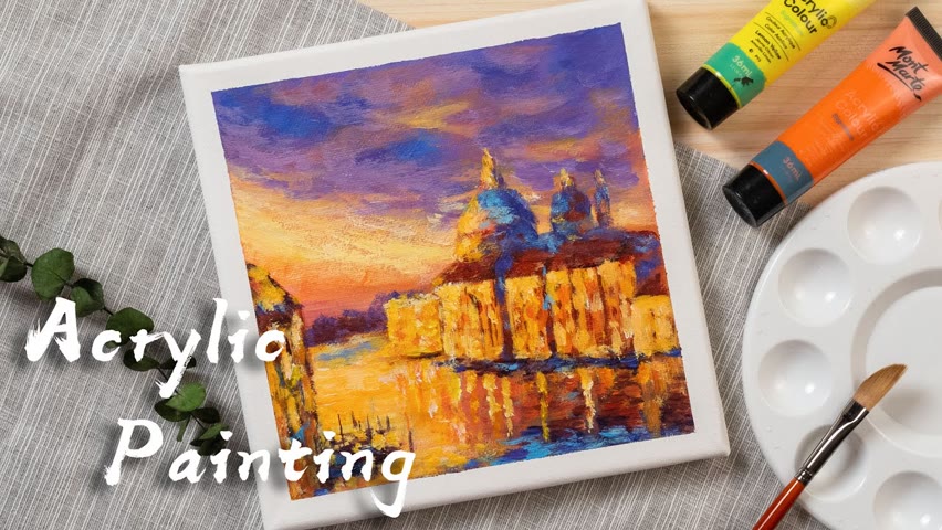 Acrylic Painting Tutorial For Beginners Landscapes/ Daily Art ＃77/ Dream Castle