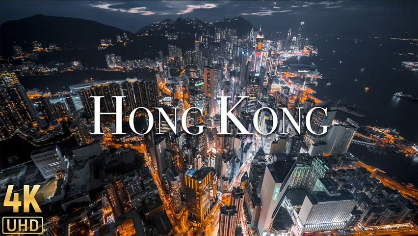 Hong Kong 4K - Flying Over Hong Kong & Solo Piano - Calm Music • Relaxation Film