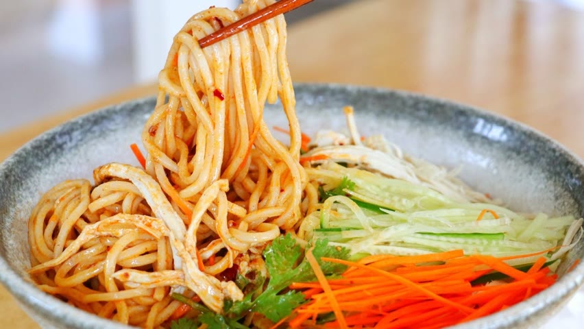 Sesame Noodles with Shredded Chicken Recipe #Shorts "CiCi Li - Asian Home Cooking"