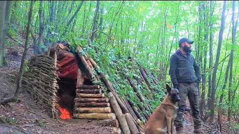 Survival Skills: Bushcraft Shelter Camp, Rain Camping, Tiny House, Off Grid Living, Diy, Asmr