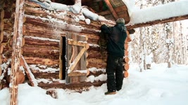 Build log cabin in taiga. Making a window. Cooking on the fire. Part III