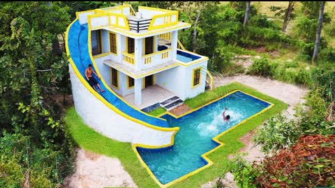 Building The Most Creative Modern Water slide To Underground Swimming Pool