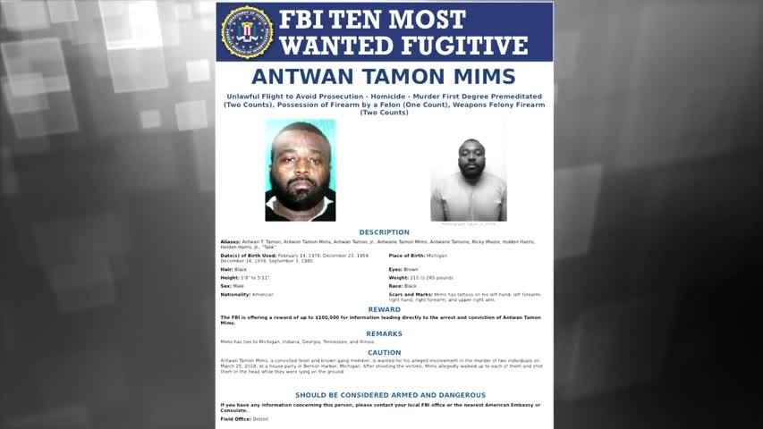 Antwan Mims, Wanted for Double Homicide in Benton Harbor, Added to FBI’s Ten Most Wanted Fugitives List