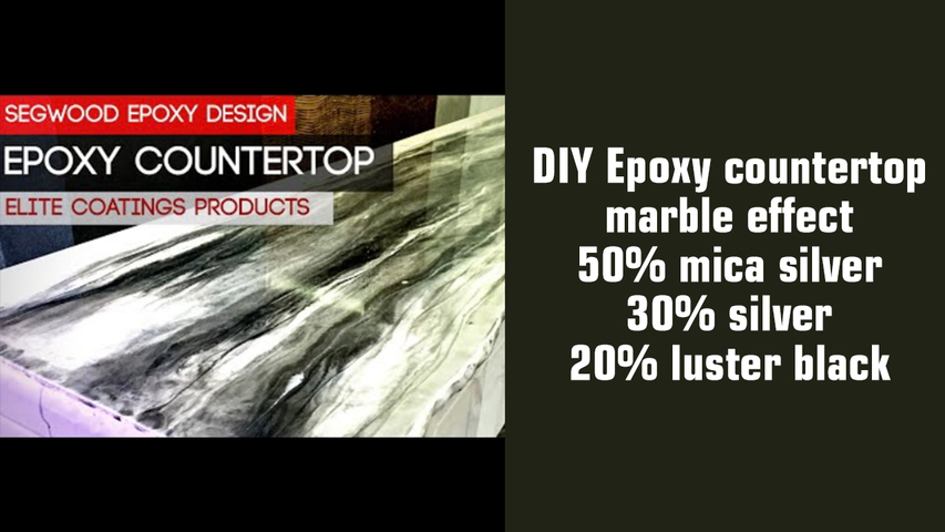 DIY Epoxy countertop - marble effect - 50mica silver, 30silver, 20luster black