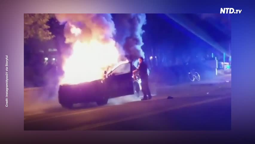 Police Car Set on Fire During Protests at Georgia Tech